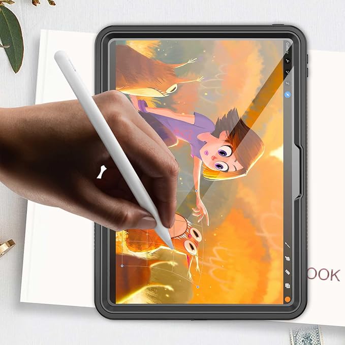 Miimall Leather Case for iPad Pro 13 Inch 2025/2024(M5/M4) with Pencil Holder [Magnetic Back Cover] [Multi-Angle Landscape&ampPortrait Viewing] [360°Rotating Magnetic Stand] Non-Slip Folio Cover Bl