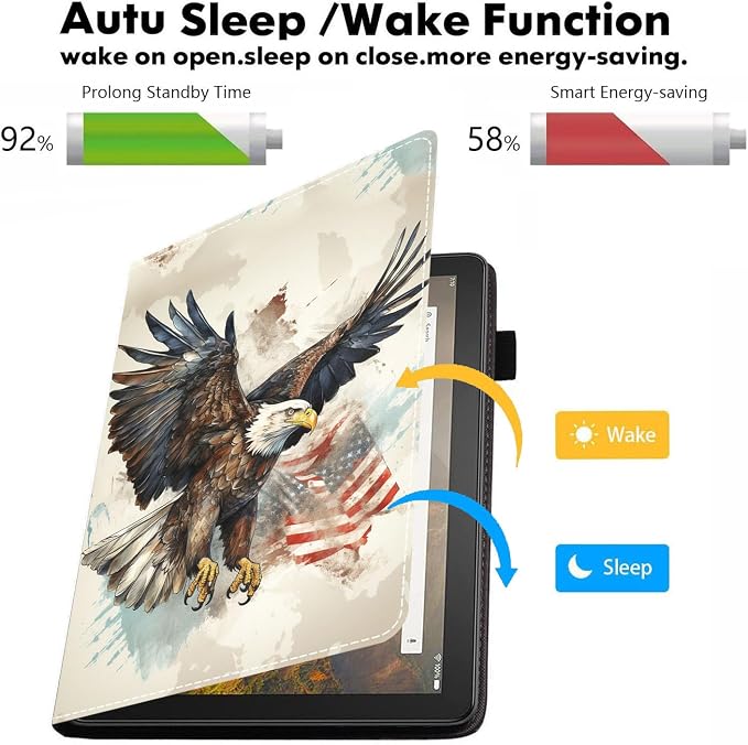 Case for Amazon Kindle Fire HD 10 Tablet 10.1 (9th/7th Generation 2019/2017 Release) - PU Leather Folio Case with Smart Auto Wake/Sleep African American Girl