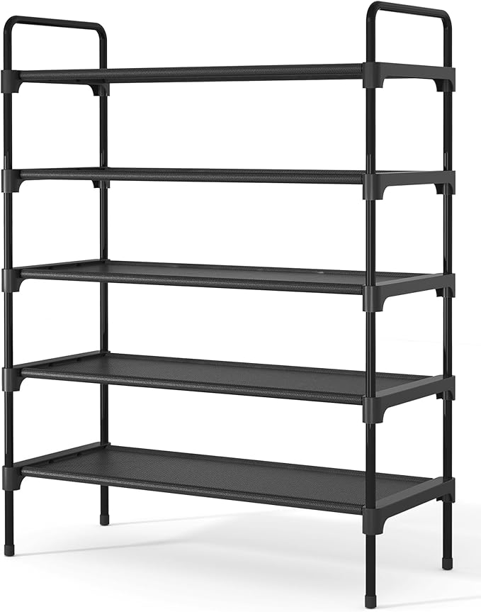 Kitsure Shoe Rack for Closet, Sturdy and Long-Lasting Shoe Shelf, Shoe Rack for Entryway, Personalized DIY Shoe Organizer, Shoe Rack Organizer for Space-Saving, 27.6" x 11.8" x 36.6", Black