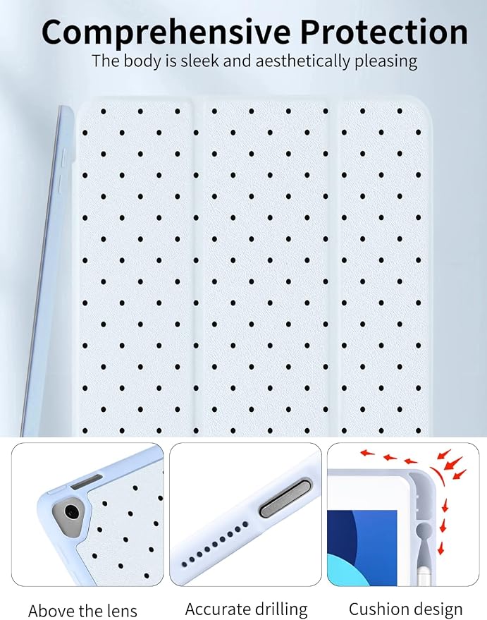 Case for iPad 9th/ 8th/ 7th Generation Case 10.2&amp10.5 Inch (2021/2020/2019 Release) Slim Lightweight Soft Trifold Back Cover with Pencil Holder &amp Auto Sleep/Wake CoverBeige Checkered