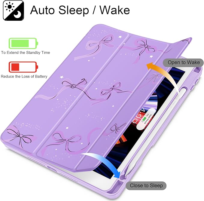 May Chen for iPad 9th Generation with Pencil Holder iPad 8th/7th Gen Case 10.2-inch [Penceil Holder] Trifold Stand Auto Wake/Sleep Clear TPU Protection Back Cover Ballet Shoes