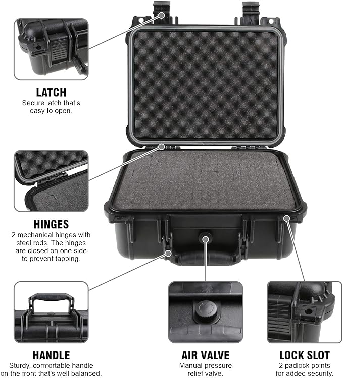 Olympia 13.47" Waterproof Hard Case with DIY Customizable Foam, Fit use of Gear, Equiment, Camera and so on