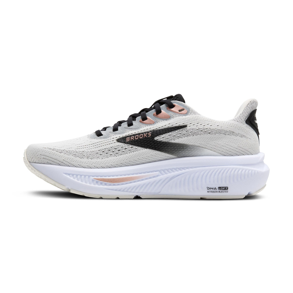 Brooks Women’s Ghost 17 Neutral Running Shoe - White/Black/Rose Gold - 10.5 Wide