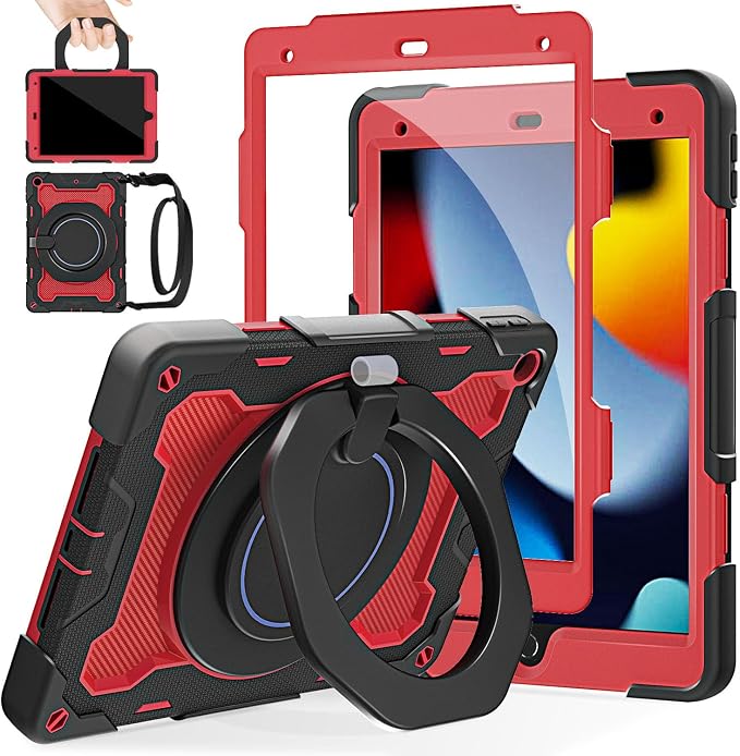 for iPad 9th 8th 7th Generation Case(iPad 10.2 inch) for Kids | 15ft Drop Protection Rugged with 360 Kickstand Handle Shoulder Strap，HD Screen Protector，Shockproof (2021/2020/2019 Release)