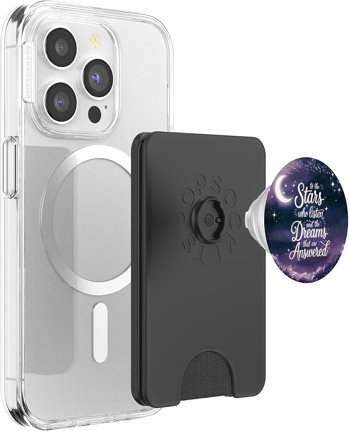 Celestial Stars and Dreams Night Sky Quote Design PopSockets PopWallet for MagSafe