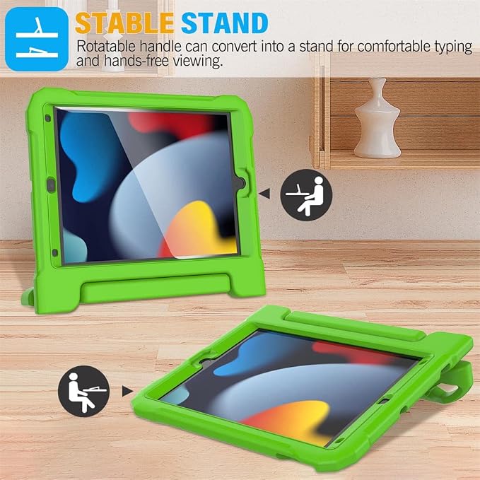 SUPLIK Kids Case for iPad 9th/8th/7th Generation -10.2 inch 2021/2020/2019 Built with Screen Protector Durable Shockproof Handle Stand Case for Apple iPad Gen 9/8/7 Black