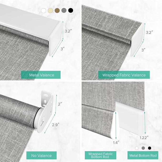 Kilonity Motorized Roller Shades, Light Filtering Remote Control Custom Window Shades Compatible with Alexa Google Assistant via RF Hub, Rechargeable Electric Blinds for Windows (Dark Grey)
