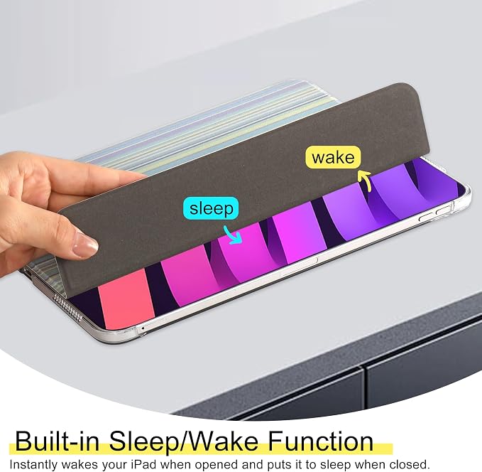 for iPad Air 11-inch M4 2026 M3 2025 M2 2024 iPad Air 5th 2022 / 4th Gen 2020 10.9-inch Slim Foldable Stand Hard PC Translucent Back Shell Smart Cover - [Auto Wake/Sleep]-Black Polka dots