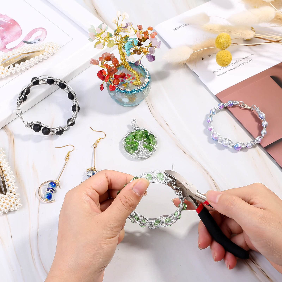 Wire Cutters, Small Side Cutters for Crafts, Flush Cutting Pliers for Jewelry Making, Floral Wire Cutters for Artificial Flowers, Zip Tie Cutters for Cable Tie, Wire Cutting Tool for Guitar Strings