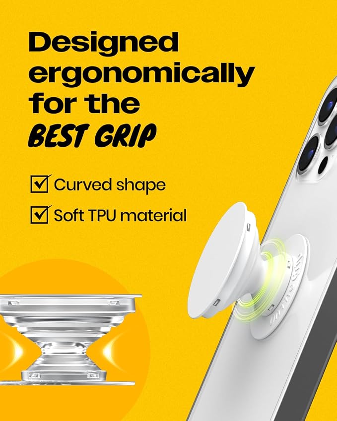 OnTheGrip Cute Cubic Diamond Heart Shape Design Collapsible Expandible Mobile Phone Grip Stand Holder for Smartphone Tablet Cell Phone Accessory (Silver Small)