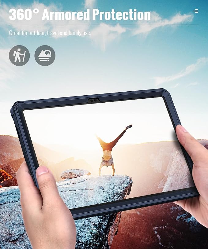 MoKo Shockproof Case Fit Samsung Galaxy Tab A11+ Plus/ A9+ 11 Inch | Full Body Rugged Stand Back Cover with Built-in Screen Protector for Galaxy Tab A11+/ A9+ Tablet Light Gray
