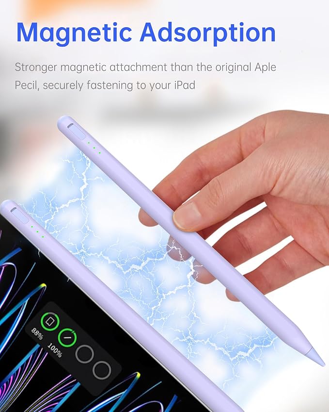Stylus Pen for iPad with Magnetic Palm Rejection 14-Minute Fast Charging for iPad 6/7/8/9/10 mini 5/6 Air 3/4/5/M2 Pro 11/12.9/M4