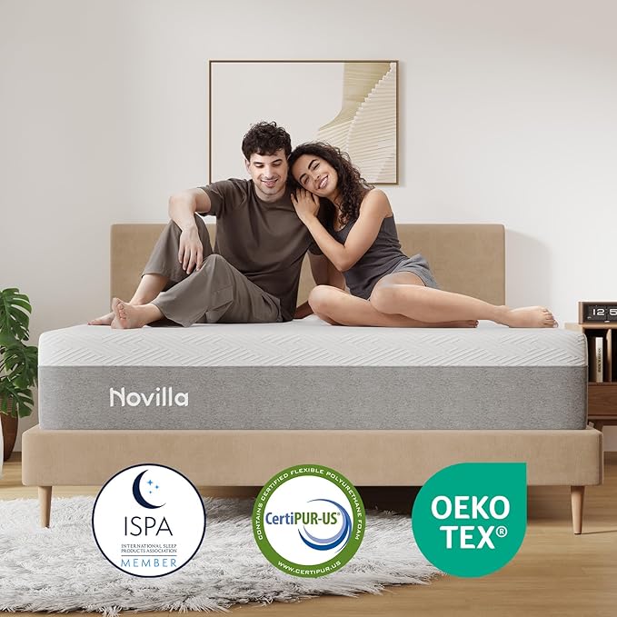 Novilla 10 inch Memory Foam Mattress King, Mattressess King Size in a Box with Gel Foam for Comfortable Sleep & Pain Relief & Body Support, CertiPUR-US Certified