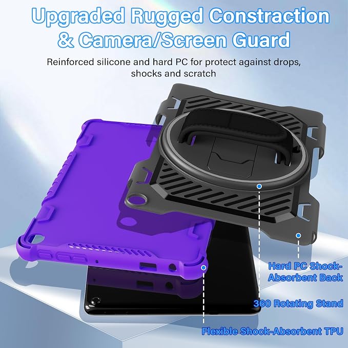 for Fire HD 10 &amp HD 10 Plus Tablet Case 13th Generation | with 360 Rotating Kickstand Hand Strap(No Screen Protector)