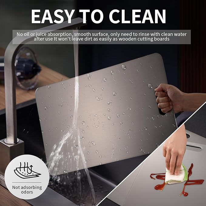 Katori Titanium Cutting Board, 100% Pure Titanium Cutting Boards for Kitchen, Double Sided Non Toxic Cutting Board,Hygiene Durable Chopping Board Suitable for Dishwasher Safe （3PC)