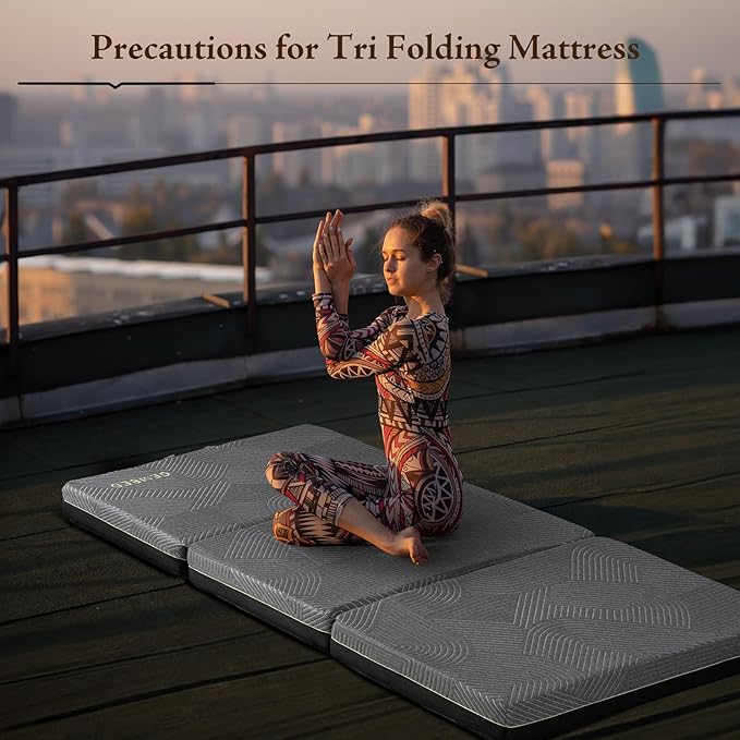 Tri Folding Mattress Twin Size - Memory Foam Tri-fold Mattress, Handle & Non-Slip Bottom, Portable Foldable Sofa Bed Floor Chair for Travel RV Camping Guest Yoga - 3 Inch, 75" 38"x3"