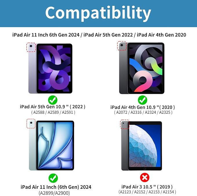 kenke Case for iPad Air 11-inch M4/M3/M2 (2026/2025/2024) iPad Air 5th/4th Generation (2022/2020) 10.9-inch Auto Sleep/Wake Slim Trifold Smart Cover with Pencil Holder Soft TPU Back Black