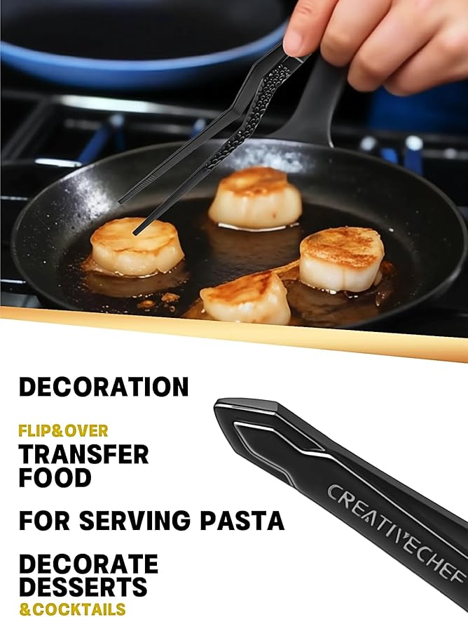 2Pcs Stainless Steel Cooking Tweezers Tongs for Cooking & Plating