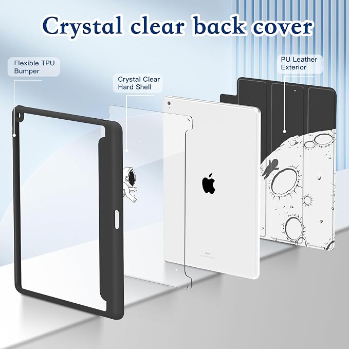 CISSOOK Compatible with iPad 9th/ 8th/ 7th Generation Case 10.2 Inch (2021/2020/2019 Release) Protective Shell with Pencil Holder Astronaut