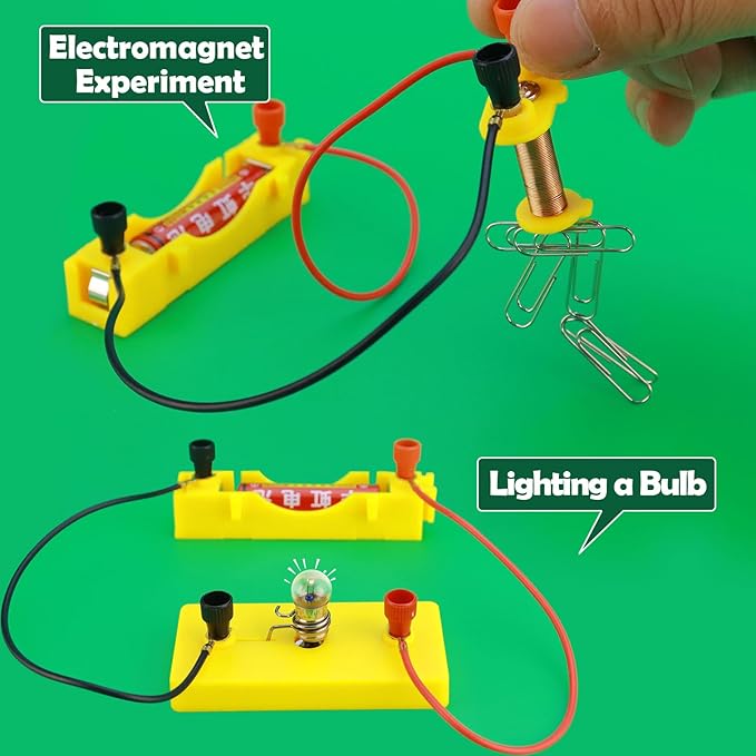 STEM Magnet Experiment Kit: Physics Electromagnetism Tools (Bar/Ring/Horseshoe Magnets, Compass, Electromagnet) - Fun Educational Birthday Gift for Students