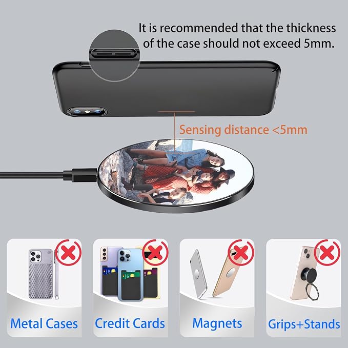 Custom Wireless Charger Personalized Wireless Charger Station 15W Max Fast Charging Compatible for iPhone 14/13 Series Samsung and More