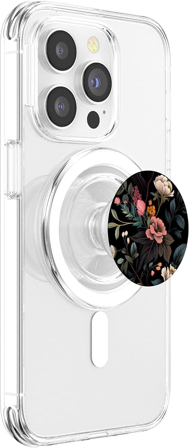 Floral Botanical Pattern Black PopSockets Adhesive PopGrip