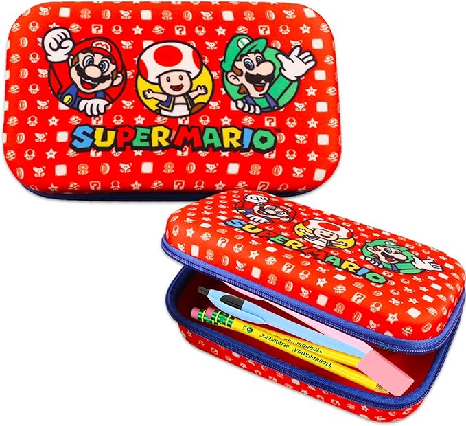 Nintendo Super Mario Pencil Case Bundle - Set With Mario Pencil Pouch Include Stickers and More | Super Mario School Supplies for Boys
