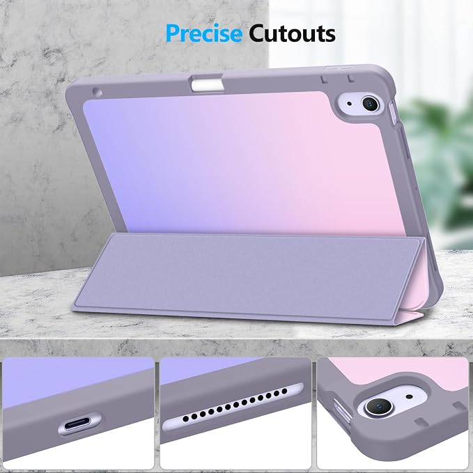 Fintie Slim Case for iPad Air 11-inch &amp iPad Air 5th/4th Generation 10.9 in | Tri-Fold Stand Flexible Soft TPU Back Cover Shockproof Protection Pencil Holder Scratch-Resistant Composition Lil