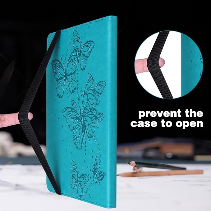Case for Samsung Galaxy Tab A 10.1 2016 (No S Pen Version)Butterfly PU Leather Folio Flip Stand Case 10.1 Inch (SM-T580/T585/T587) - Blue