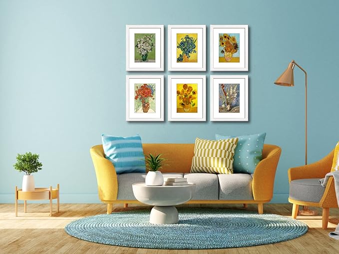8x10 Picture Frame Set of 6 with Real Glass for Pictures 5x7 with Mat or 8x10 Without Mat, Wall or Tabletop Gallery Photo Frames White