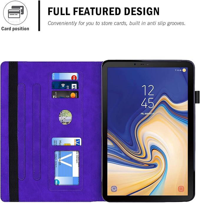 Galaxy Tab S4 10.5 2018 Case RASUNE PU Leather Card Slot Multi-Angle Stand Cover with Auto Sleep/Wake Protective Folio Case for Samsung Galaxy Tab S4 10.5 2018 Model SM-T830/T835/T837 -Black