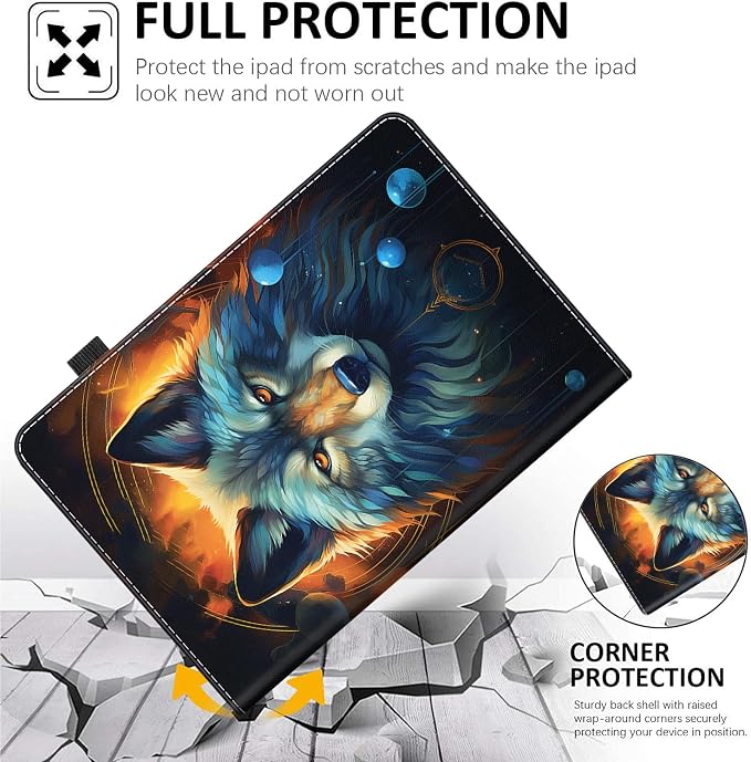 Case for All-New Amazon Fire HD 10 and 10 Plus Tablet (13th/11th Generation 2023/2021 Release) 10.1 - Slim Fit Standing Cover with Auto Sleep/Wake，Wolf