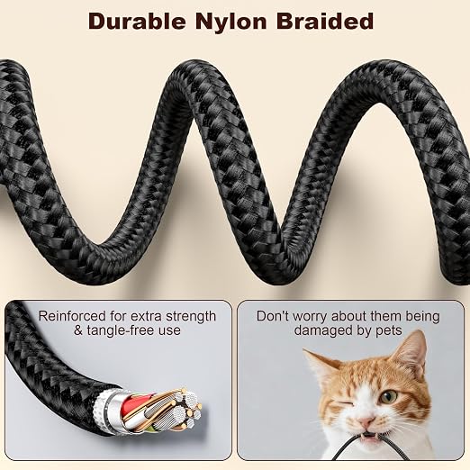 Coiled USB C Charger Cable for CarPlay [3ft 2Pack]USB A to USB C CableDurable Braided Type C Fast Charging Cable for iPhone 17/16/15/Pro/Pro MaxGalaxy S26/25/S24Android Devices（Black）