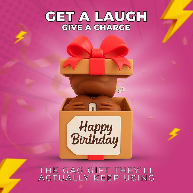 Butt-Shaped Wall Charger Block 20W Fast Charging Power Adapter Funny Gag Gift in Dark Skin Tone USB A