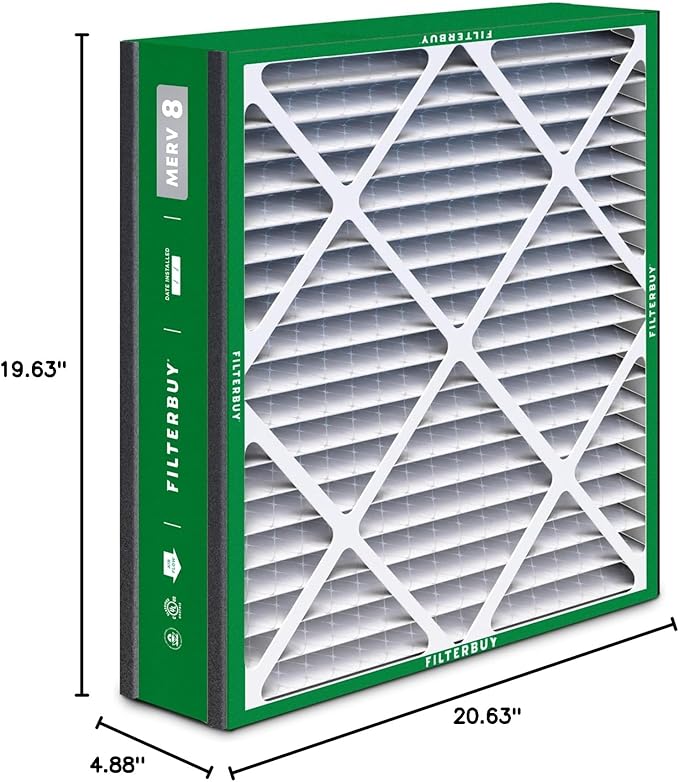 Filterbuy 20x20x5 Air Filter MERV 8 Essential Dust & Allergy Defense,
