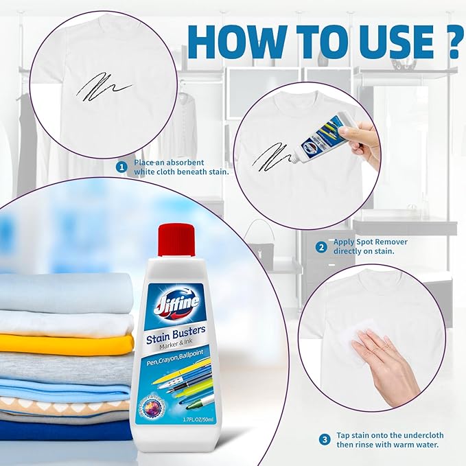 Laundry Stain Remover, Professional for Removing Marker, pencil and Ballpoint Pen Stains From Clothes, 50ml 3 Bottles