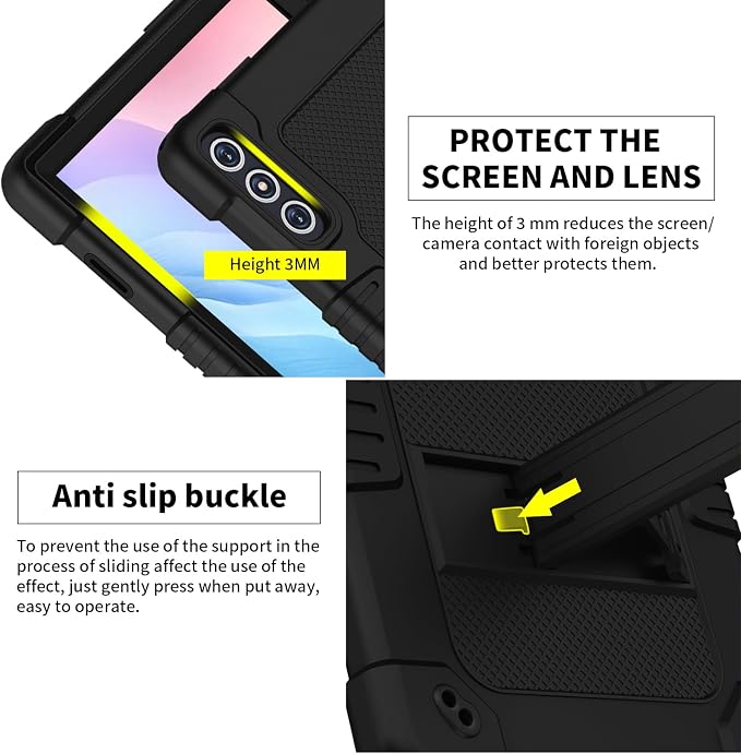 Case for KADYBE D106 Tabletfor MEIZE D106 Tablet CaseShockproof Hybrid Case with Shoulder Strap for VOZIZOV D106 Android 14/KADYBE D106/MEIZE D106/FEONAL 10.1 inch 2024 Tablet (Black)