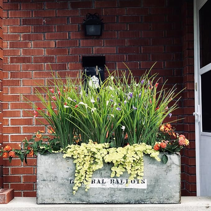 Melorca&Guilla Artificial Plants Outdoor 3PCS 23“ Fake Tall Grass,Faux Grass Plant,Artificial Greenery Shrubs Bushes for Garden Porch Window Box Shop Office Home Décor