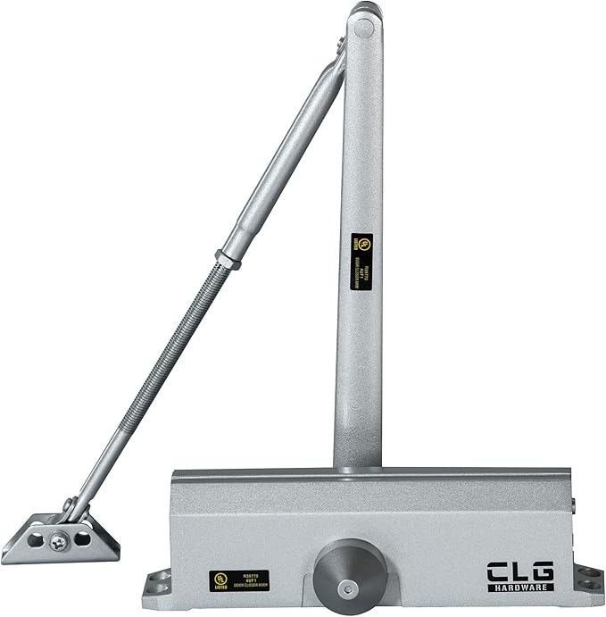 CLG HARDWARE Medium/Heavy Duty Commercial Door Closer DC7016 - Surface Mounted, Grade 1- ADA & UL 3 Hour Fire Rated, Adjustable Size 1-6 for Entrances & Aluminum Storefronts - US26D Aluminum