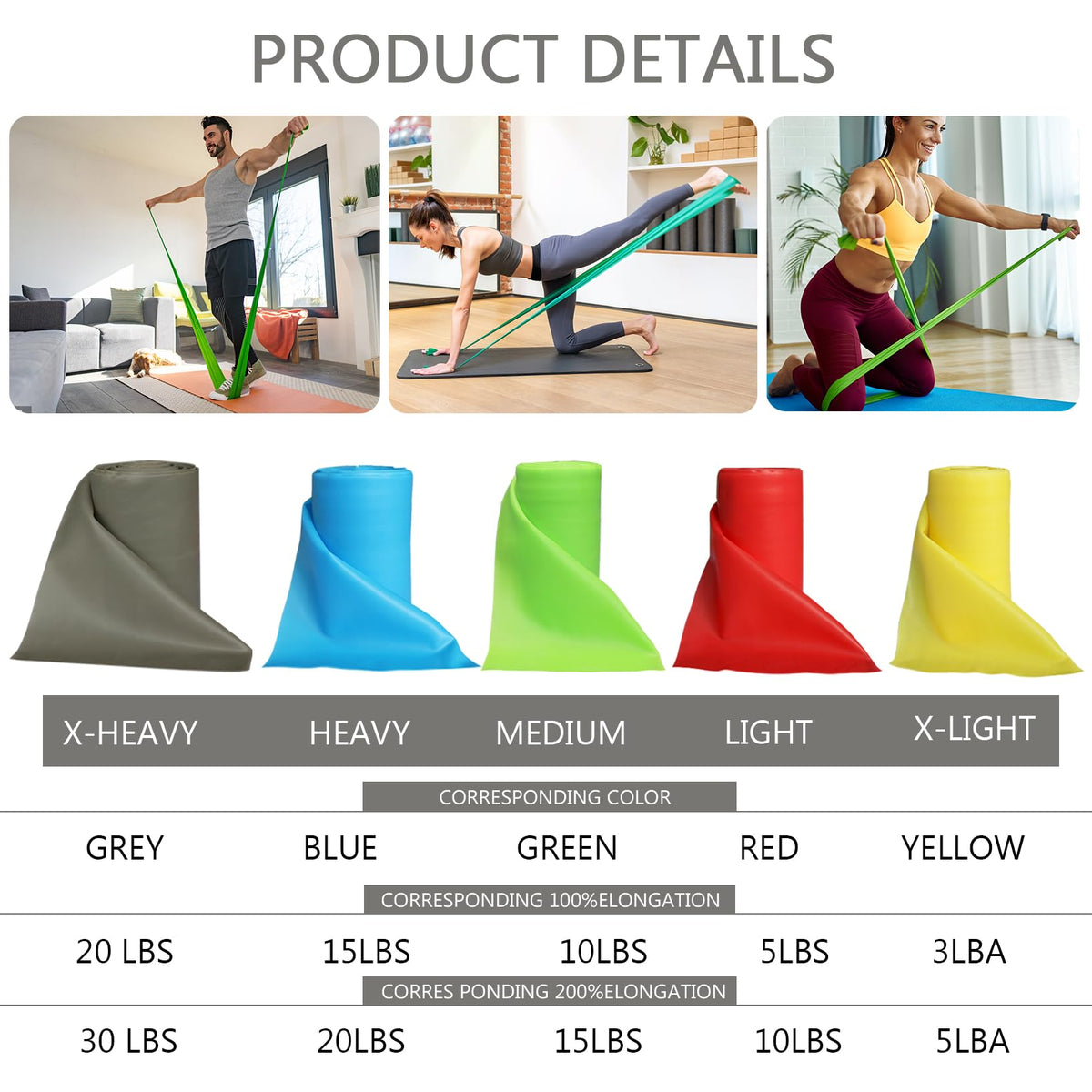 Resistance Bands Professional Bulk Rolls. Elastic Physical Therapy Band. Resistance Bands Elastic Exercise Bands for Recovery, Physical Therapy, Yoga, Pilates, Rehab,Fitness (Green - Medium)