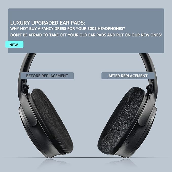 Fabric Comfort - Wzsipod Ear Pads for Bose Quiet Comfort 25/QC25 Headphones, Compatible with QC35 QC35ii QC45 QC15 & More Series, Replacement Exclusive Styles,s2