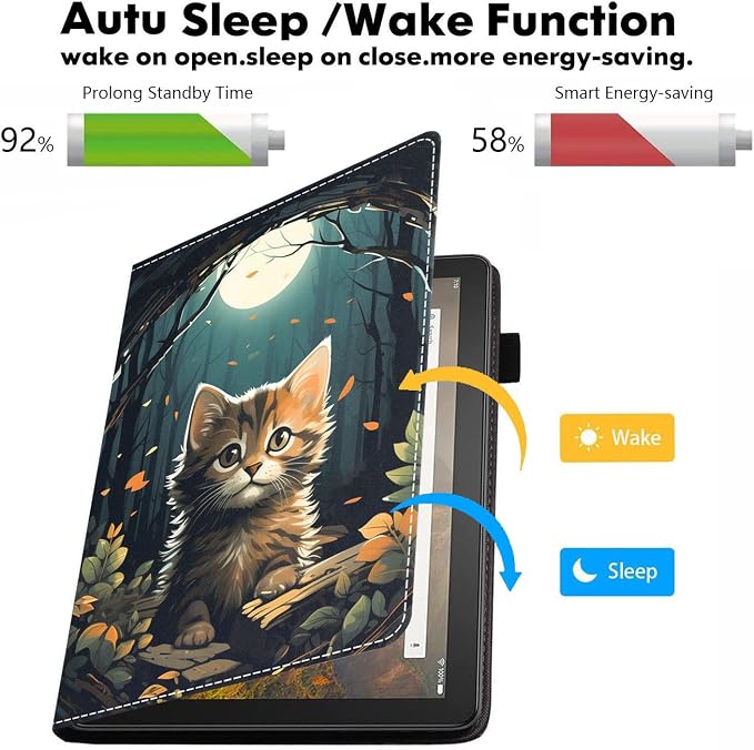 Case for Amazon Kindle Fire HD 10 Tablet 10.1 (9th/7th Generation 2019/2017 Release) - PU Leather Folio Case with Smart Auto Wake/Sleep African American Girl