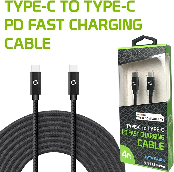 Dual USB-C/PD 60W Fast Charging Cord Compatible with ARCHOS 50 Graphite Plus 5Gbps Data Transfer for Power Delivery Hi Capacity Charging (White)