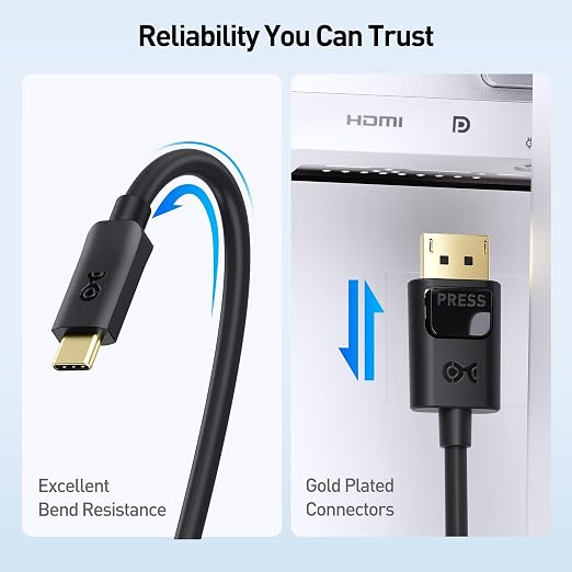 Cable Matters Unidirectional USB C to DisplayPort 1.4 Cable 10ft | 8K@60Hz / 4K@240Hz Not for Portable USB C Monitors Thunderbolt 4 to DisplayPort Cable