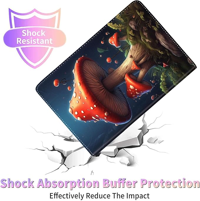 Case for Samsung Galaxy Tab S10 FE Plus 5G Multi-Angle Stand Smart Cover Shockproof with Auto Wake/Sleep for Galaxy Tab S10 FE+ 13.1 Inch (SM-X620/SM-X626B) 2025 Magic Mushrooms Fungus