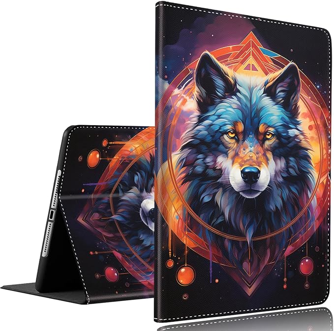Vintage Floral Astronaut iPad 9th Gen Case - 10.2 Inch Standing Cover with Auto Sleep/Wake