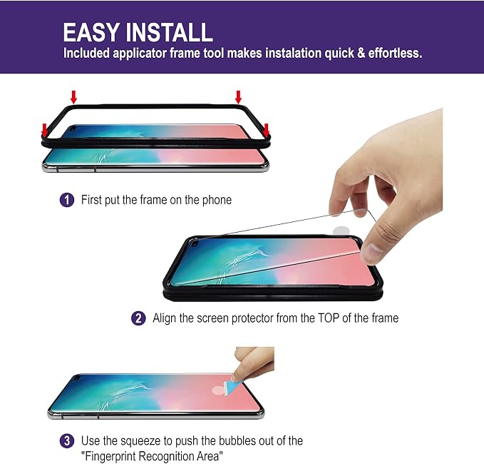 AACL Glass Screen Protector for Samsung Galaxy S10 Plus6.4-Inch2 PackCurved Tempered GlassCompatible with Ultrasonic Fingerprint ScannerBlack