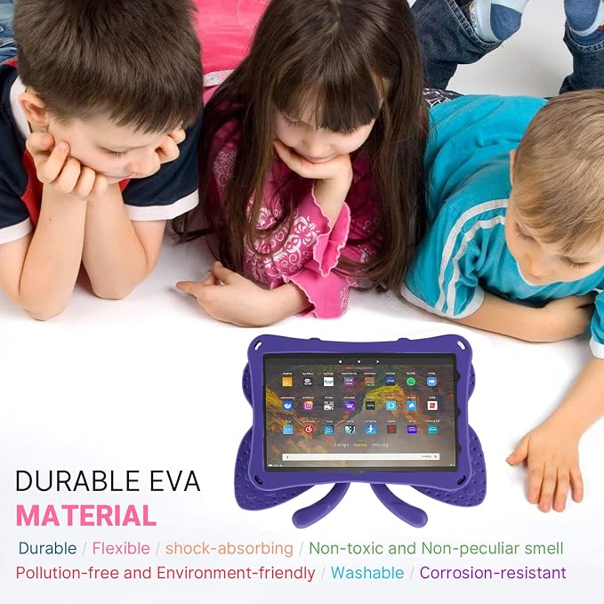 Simicoo Fire Max 11 Tablet 2023 Cute Butterfly Case with Stand for Kids Girl Light Weight EVA Rugged Shockproof Full Cover Kids Friendly Kids case for Fire Max 11(Blue)