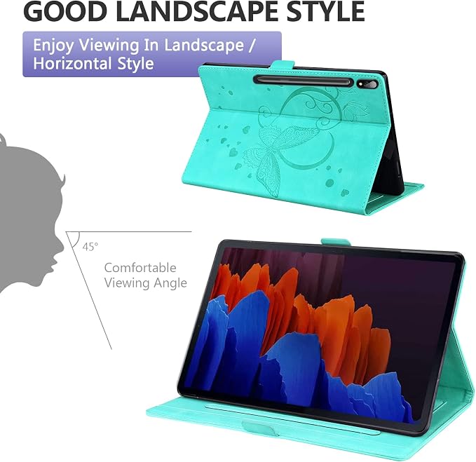 Dteck Wallet Case for Galaxy Tab S10+/S9+/S7 FE/S8+/S7 Plus 12.4 Tablet Premium PU Leather Folding Stand Auto Wake/Sleep Pen Holder Case with Hummingbirds