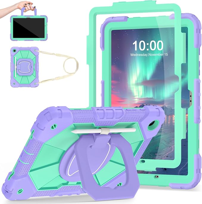 Auizotl Case for Samsung Galaxy Tab A11+/A9+ Plus 11 Inch with Screen Protector/Rotating Stand/Pen HolderMilitary Grade Shockproof Cover for Galaxy Tab A11 Plus /A9 Plus CasesBlack